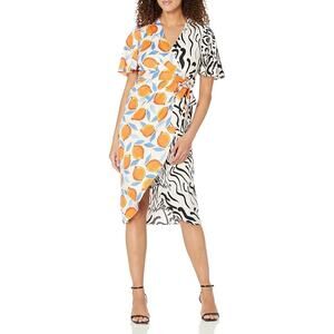 NWT Plus Size Lemon Animal Print True Wrap Dress Wmns 22W Career Work Office